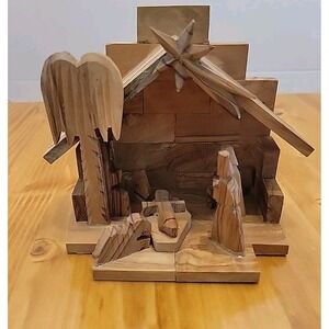 Hand Carved Olive Wood Nativity Scene From The Holy Land Christmas Decor